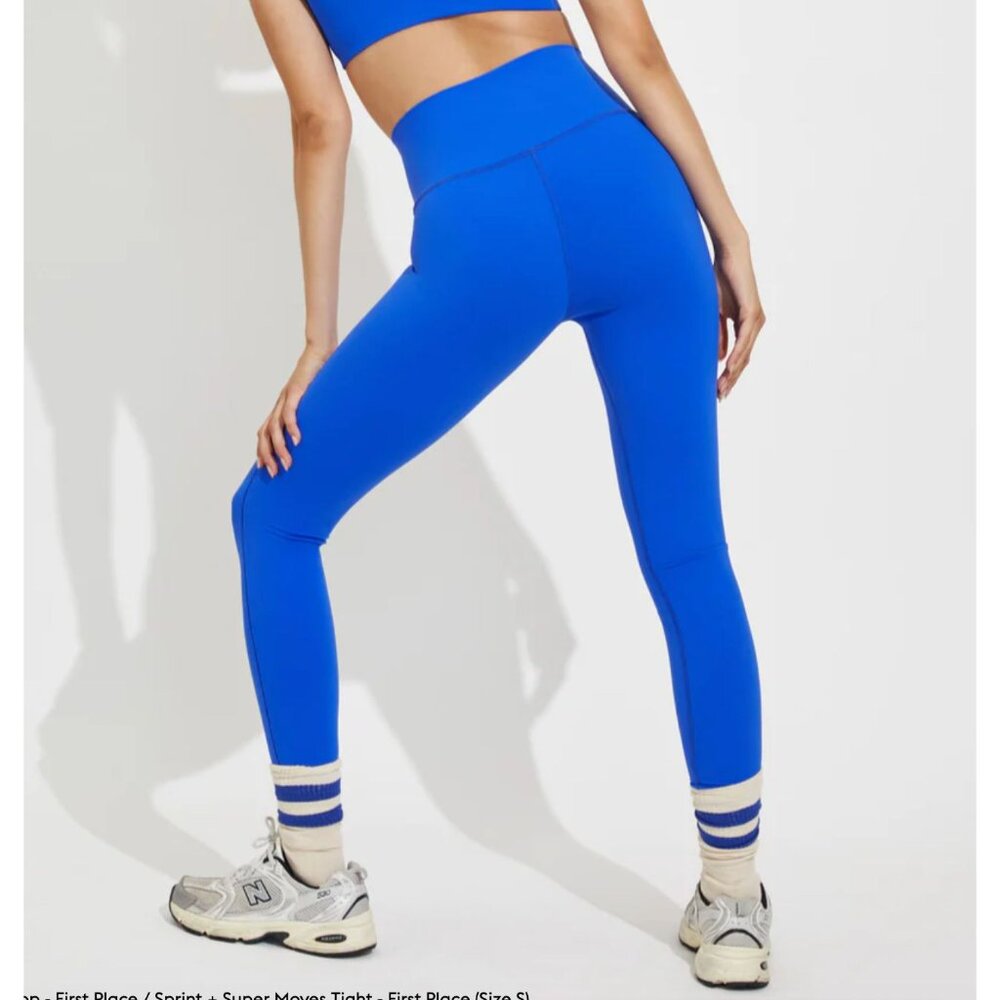 Left on Friday Super Moves Tight in First Place Blue Size Medium Leggings - Picture 2 of 9